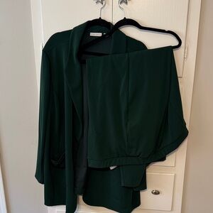 Susan Graver Forest Green Suit Set 3X 4X liquid knit